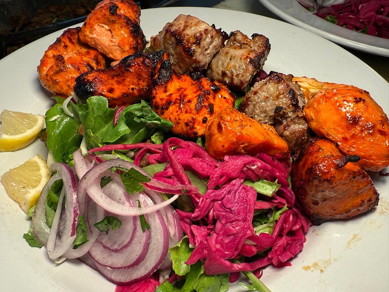 ZiZa Kabob combo platters with multiple kabobs